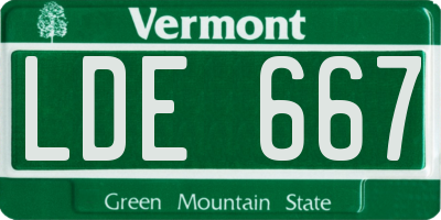 VT license plate LDE667