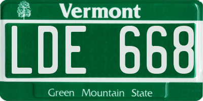 VT license plate LDE668