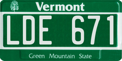 VT license plate LDE671