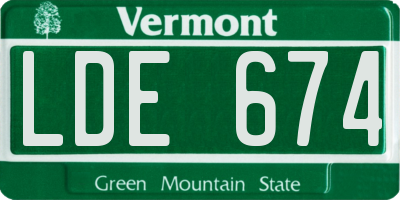 VT license plate LDE674