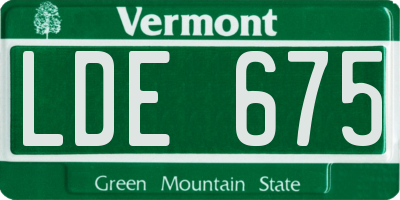 VT license plate LDE675