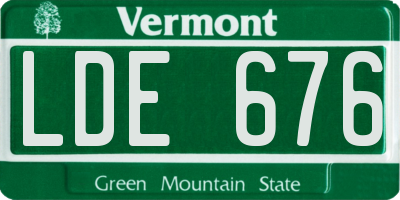 VT license plate LDE676