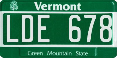 VT license plate LDE678