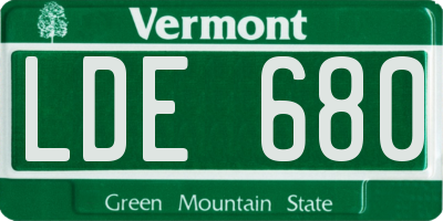 VT license plate LDE680