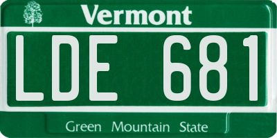 VT license plate LDE681