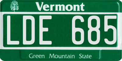 VT license plate LDE685