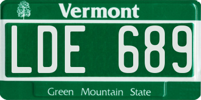 VT license plate LDE689