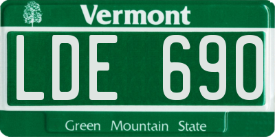VT license plate LDE690