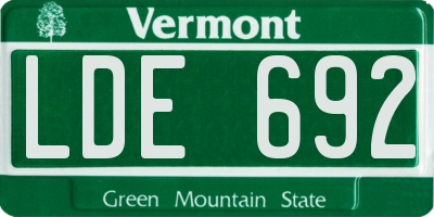 VT license plate LDE692