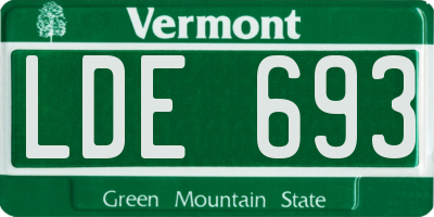 VT license plate LDE693