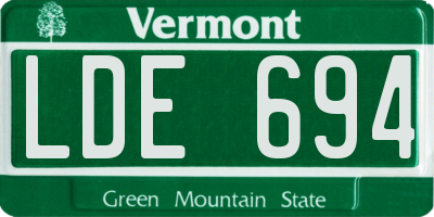 VT license plate LDE694