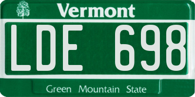 VT license plate LDE698