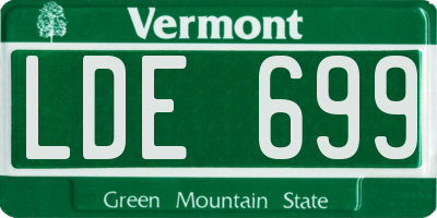 VT license plate LDE699