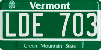 VT license plate LDE703
