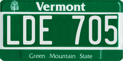 VT license plate LDE705