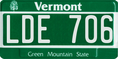 VT license plate LDE706