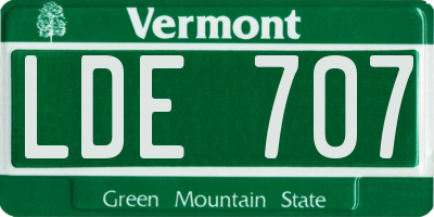 VT license plate LDE707