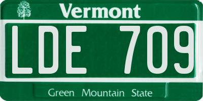 VT license plate LDE709