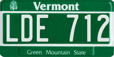 VT license plate LDE712