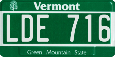 VT license plate LDE716