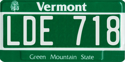 VT license plate LDE718