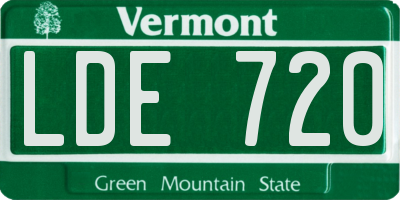 VT license plate LDE720