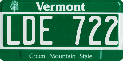 VT license plate LDE722