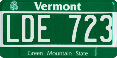 VT license plate LDE723