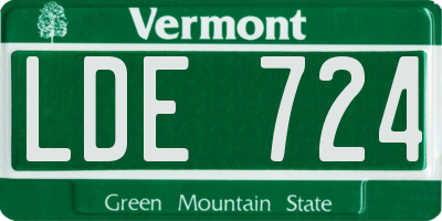 VT license plate LDE724