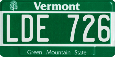VT license plate LDE726