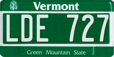 VT license plate LDE727