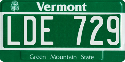 VT license plate LDE729