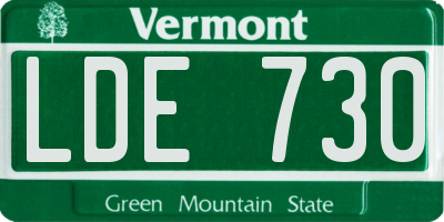 VT license plate LDE730