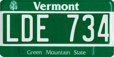 VT license plate LDE734