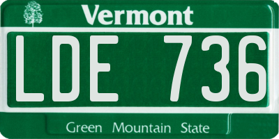 VT license plate LDE736