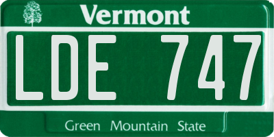 VT license plate LDE747