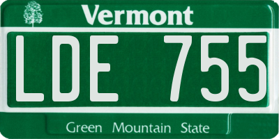 VT license plate LDE755
