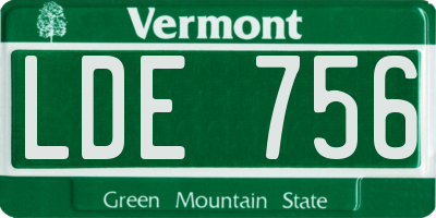 VT license plate LDE756