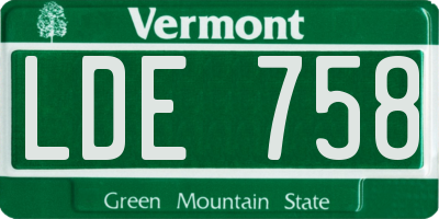 VT license plate LDE758