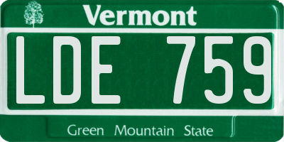 VT license plate LDE759