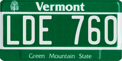 VT license plate LDE760