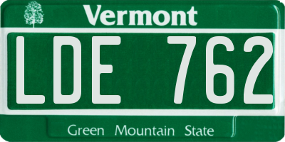 VT license plate LDE762