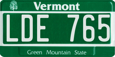 VT license plate LDE765