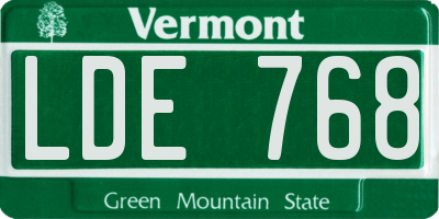 VT license plate LDE768