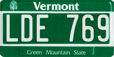 VT license plate LDE769