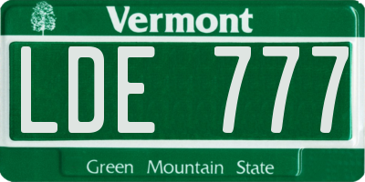 VT license plate LDE777