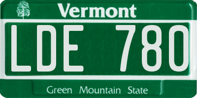 VT license plate LDE780