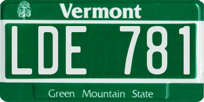 VT license plate LDE781