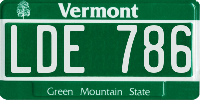 VT license plate LDE786