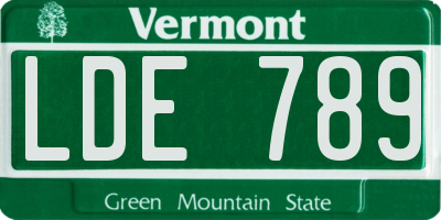 VT license plate LDE789